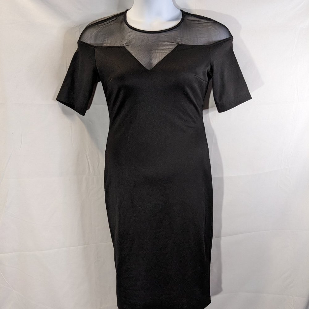 ⭐ Nicki Minaj Little Black Dress - Bodycon midi mesh v-cut - Medium